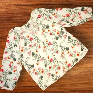 Style & Co. Floral Peasant Blouse Size Large White Multicolor